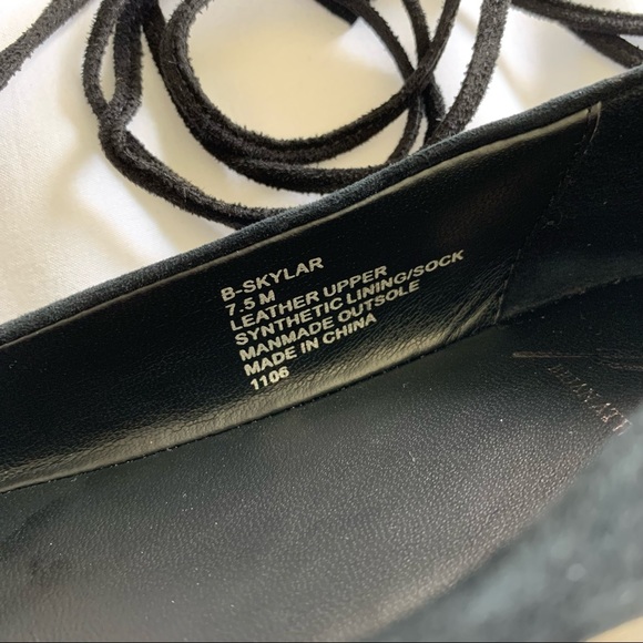 B Brian Atwood Skylar Lace Up Black Suede Flats - Picture 16 of 16